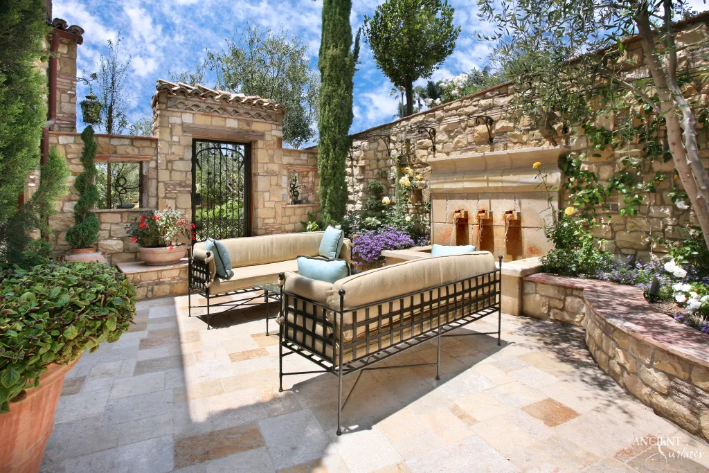 Laguna Beach cove villa in reclaimed antique limestone — view 2