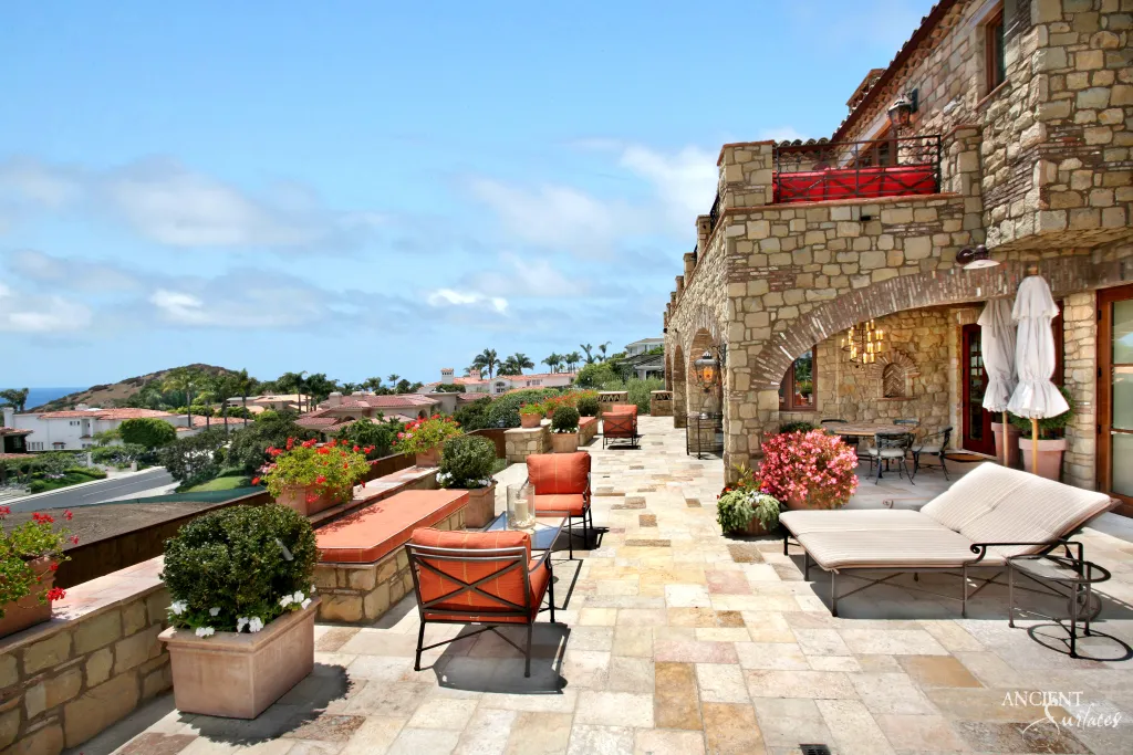 Laguna Beach cove villa in reclaimed antique limestone — view 3
