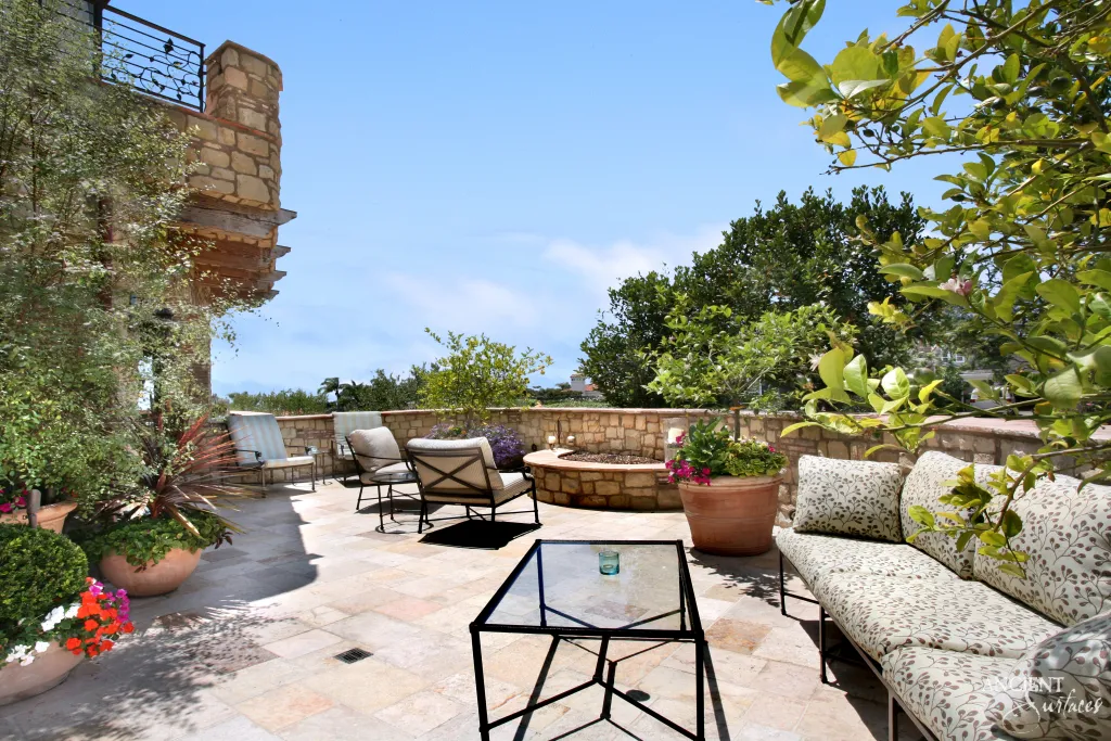 Laguna Beach cove villa in reclaimed antique limestone — view 5