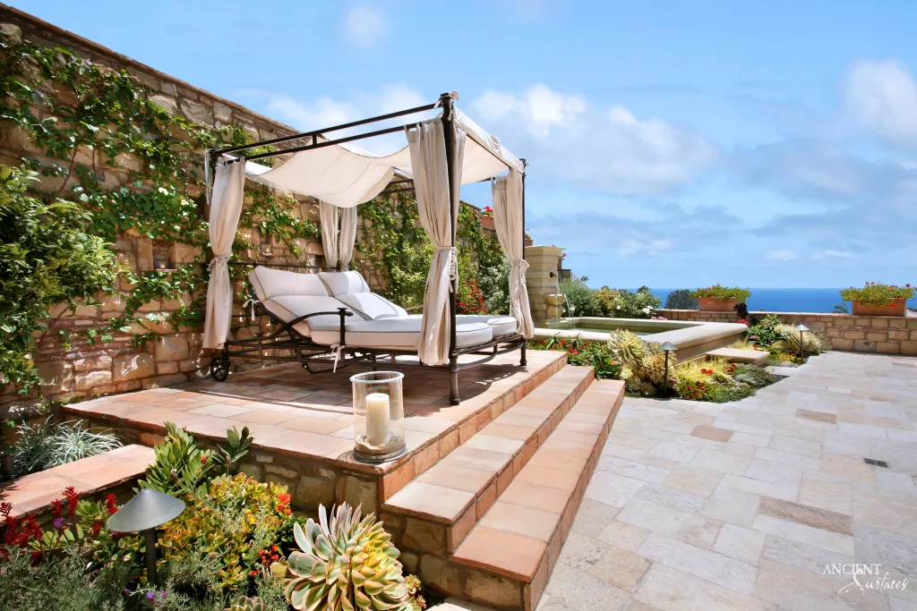 Laguna Beach cove villa in reclaimed antique limestone — view 7